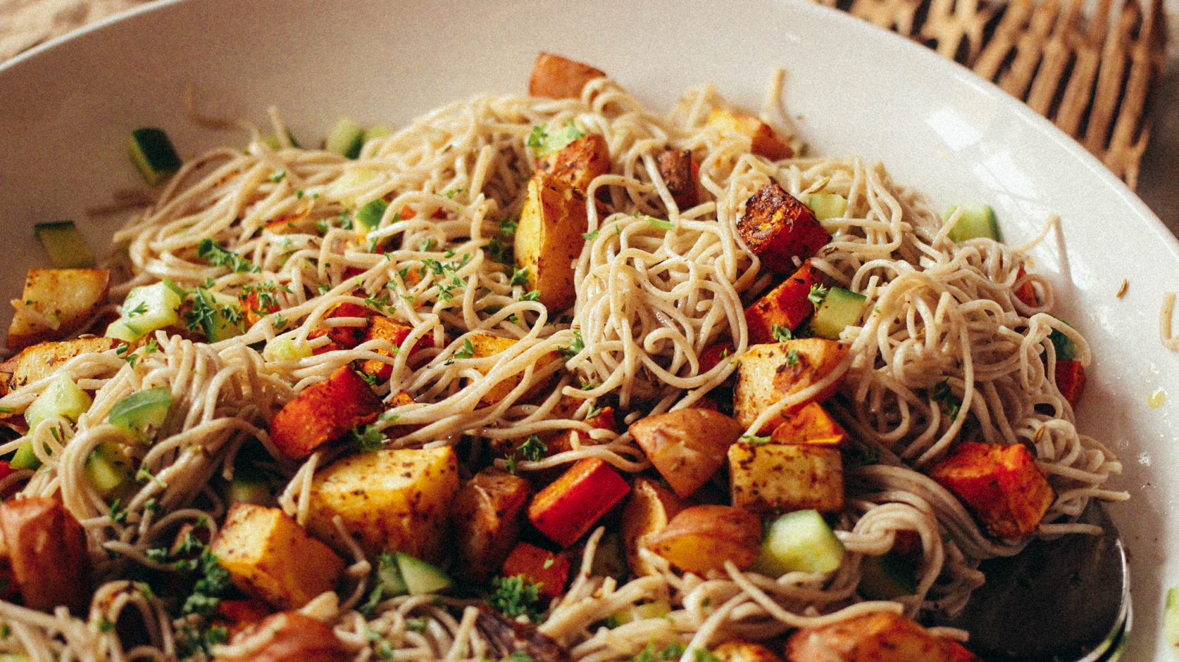 Vegan Soba Noodle, Herb & Roast Vegetable Salad